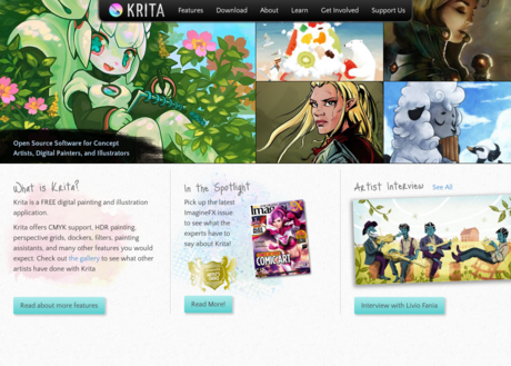 Krita website screen capture